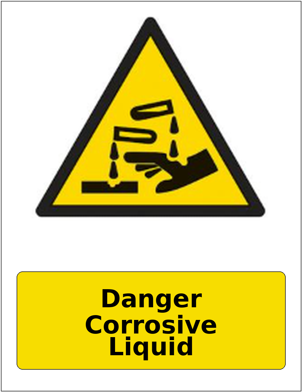 Danger Corrosive Liquid portrait corrosive hazard warning sticker