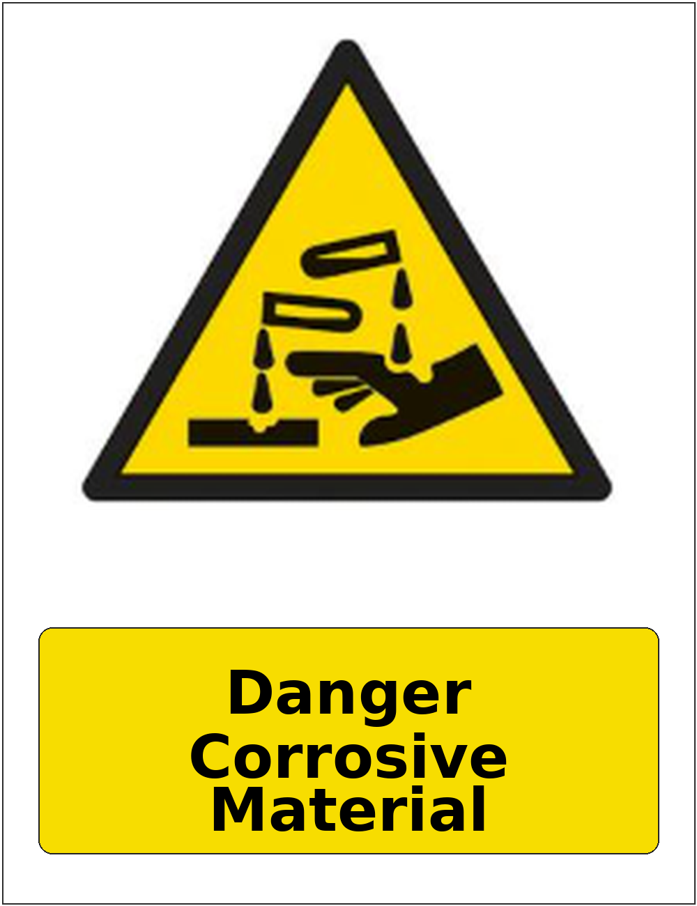 Danger Corrosive Material portrait corrosive hazard warning sticker