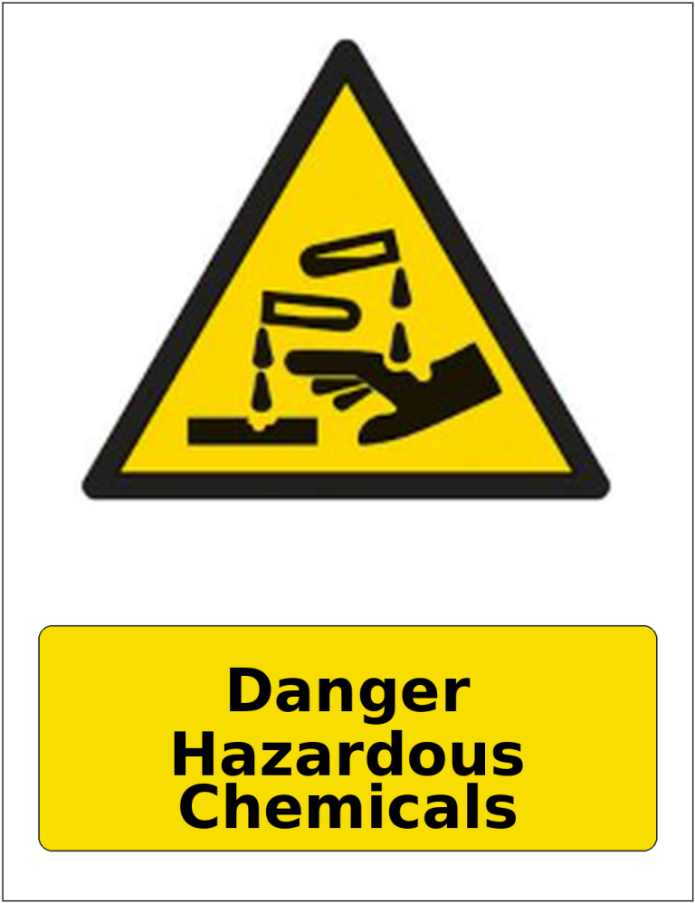 Danger Hazardous Chemicals portrait corrosive hazard warning sticker