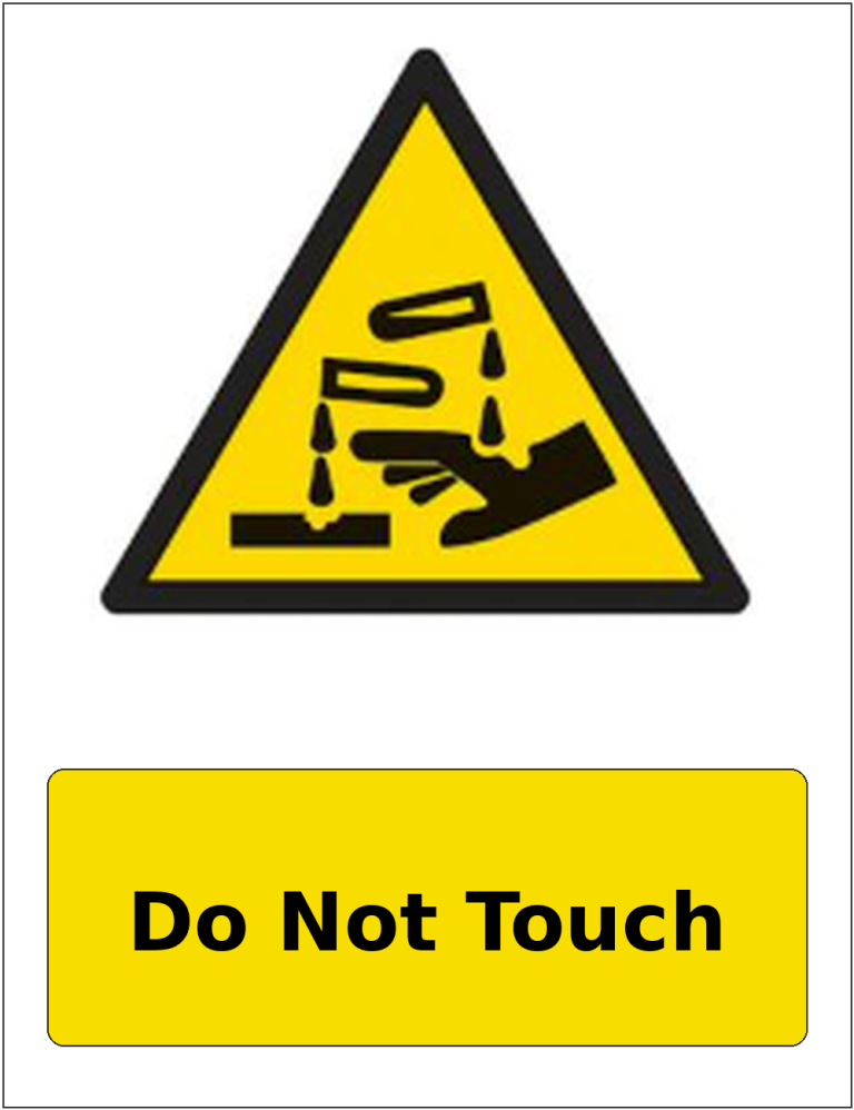 Do Not Touch portrait corrosive hazard warning sticker