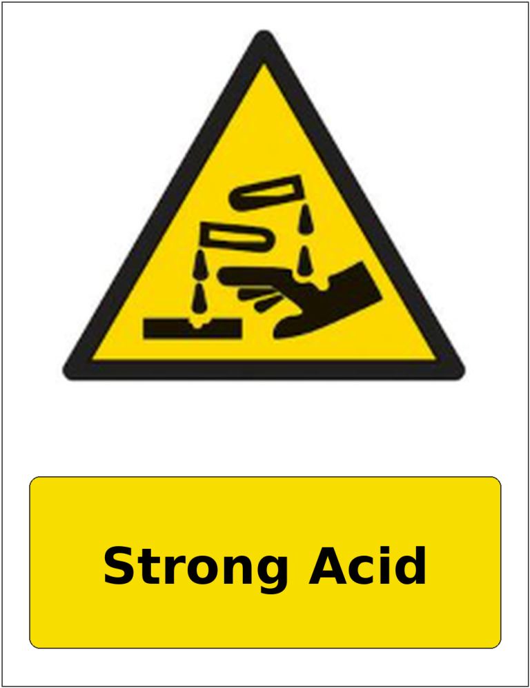 Strong Acid portrait corrosive hazard warning sticker
