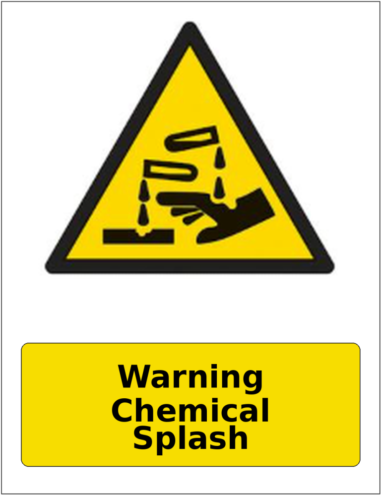 Warning Chemical Splash portrait corrosive hazard warning sticker