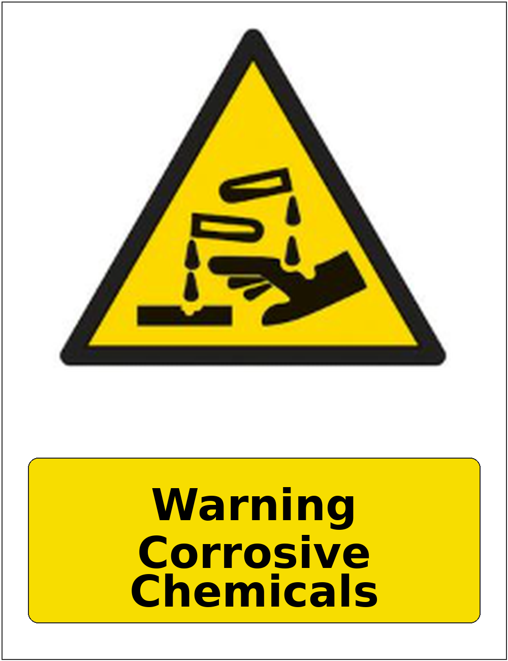 Warning Corrosive Chemicals portrait corrosive hazard warning sticker