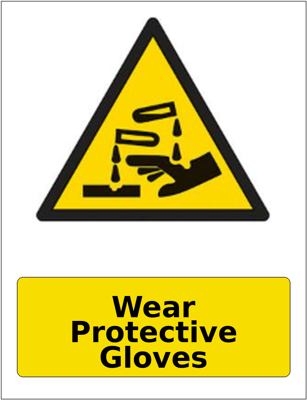 Wear Protective Gloves portrait corrosive hazard warning sticker