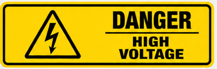 Danger High Voltage landscape warning sticker with lightning bolt electrical hazard symbol