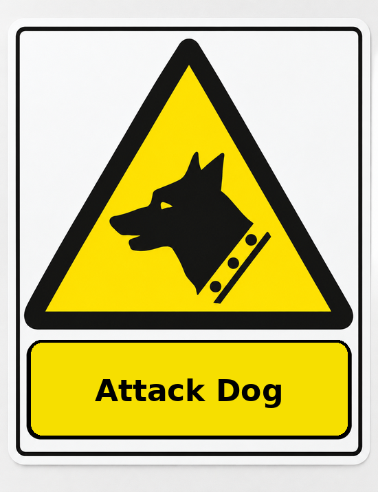 Attack Dog portrait dog warning sticker