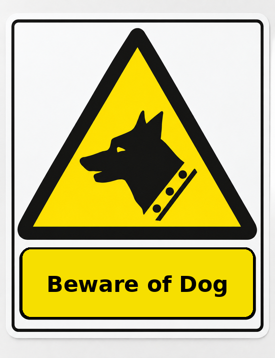 Beware of Dog portrait dog warning sticker
