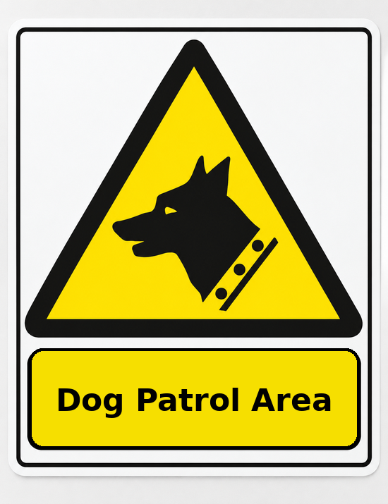 Dog Patrol Area portrait dog warning sticker