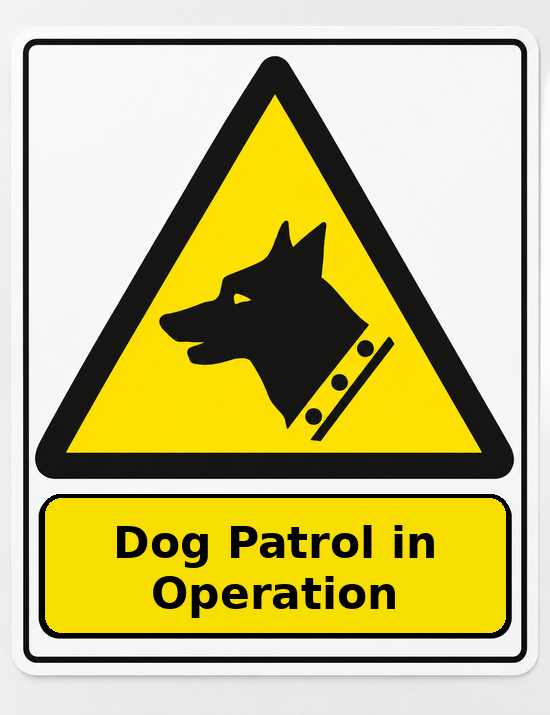 Dog Patrol in Operation portrait dog warning sticker