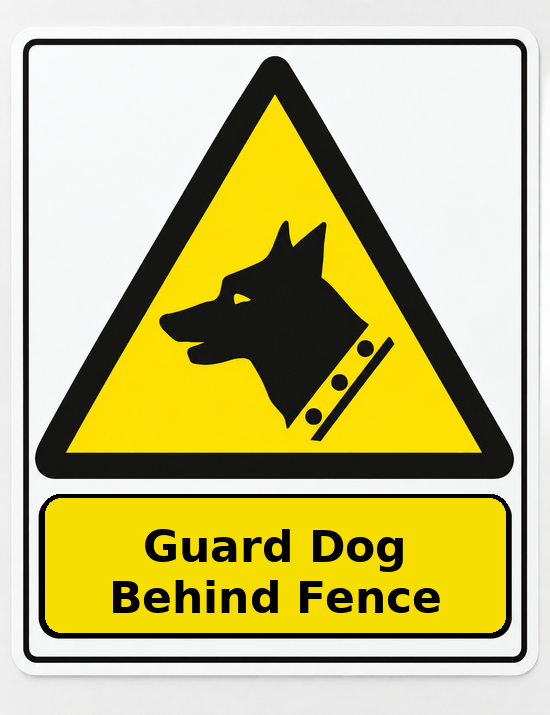 Guard Dog Behind Fence portrait dog warning sticker
