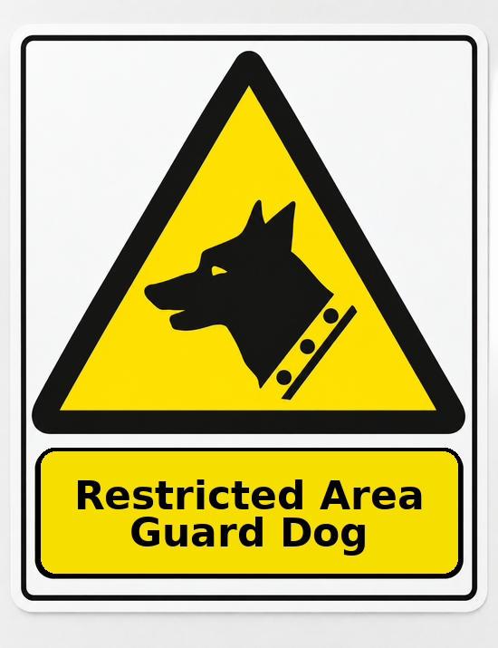Restricted Area Guard Dog portrait dog warning sticker