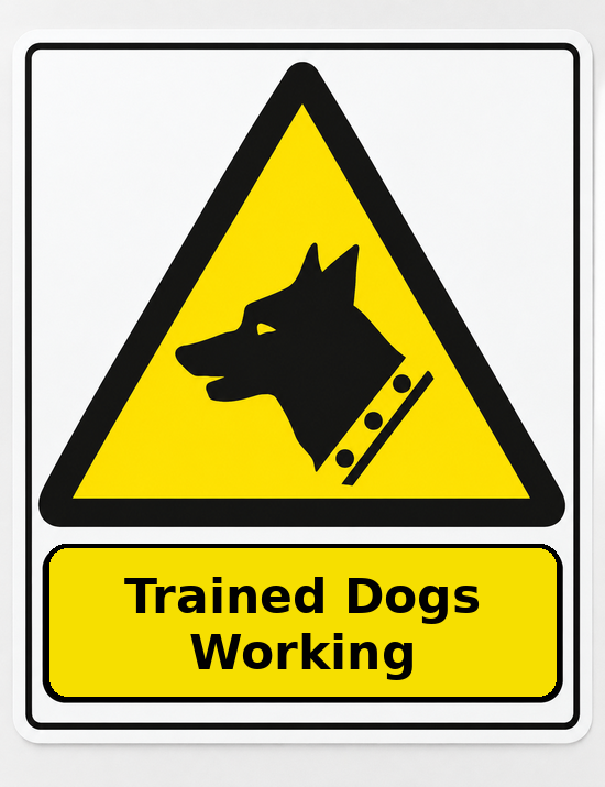 Trained Dogs Working portrait dog warning sticker