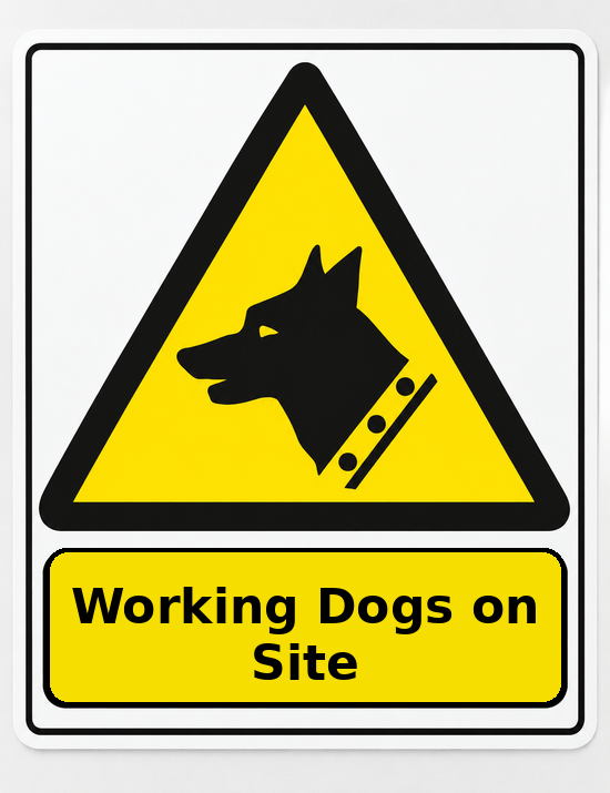 Working Dogs on Site portrait dog warning sticker