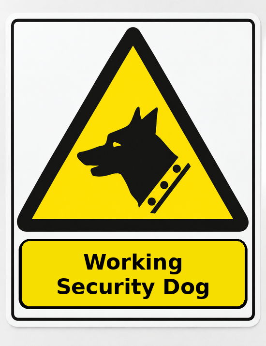 Working Security Dog portrait dog warning sticker