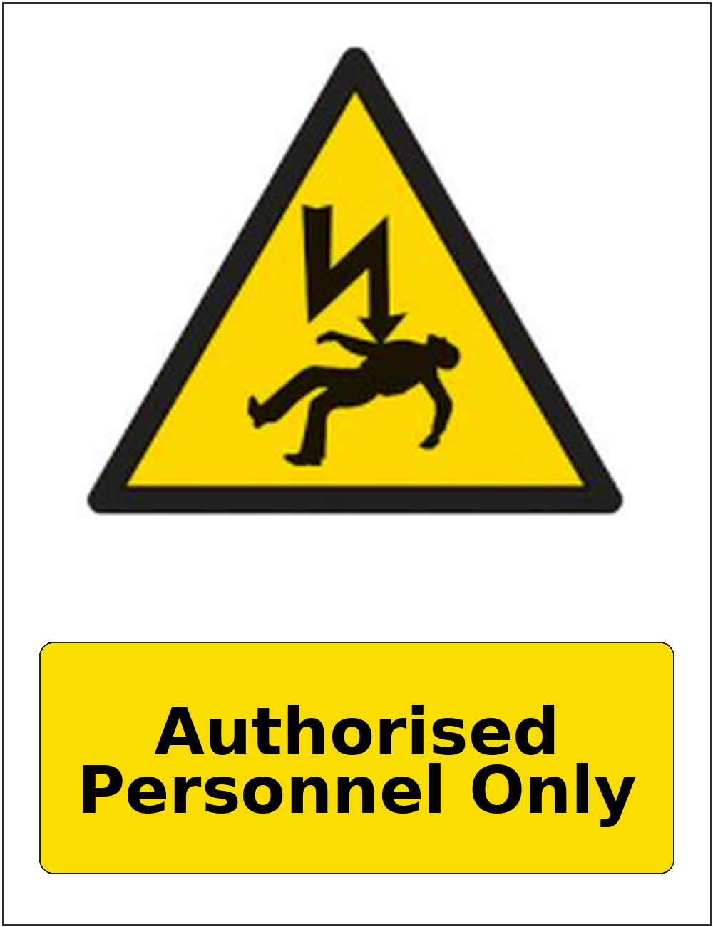 Authorised Personnel Only portrait electrical warning sticker