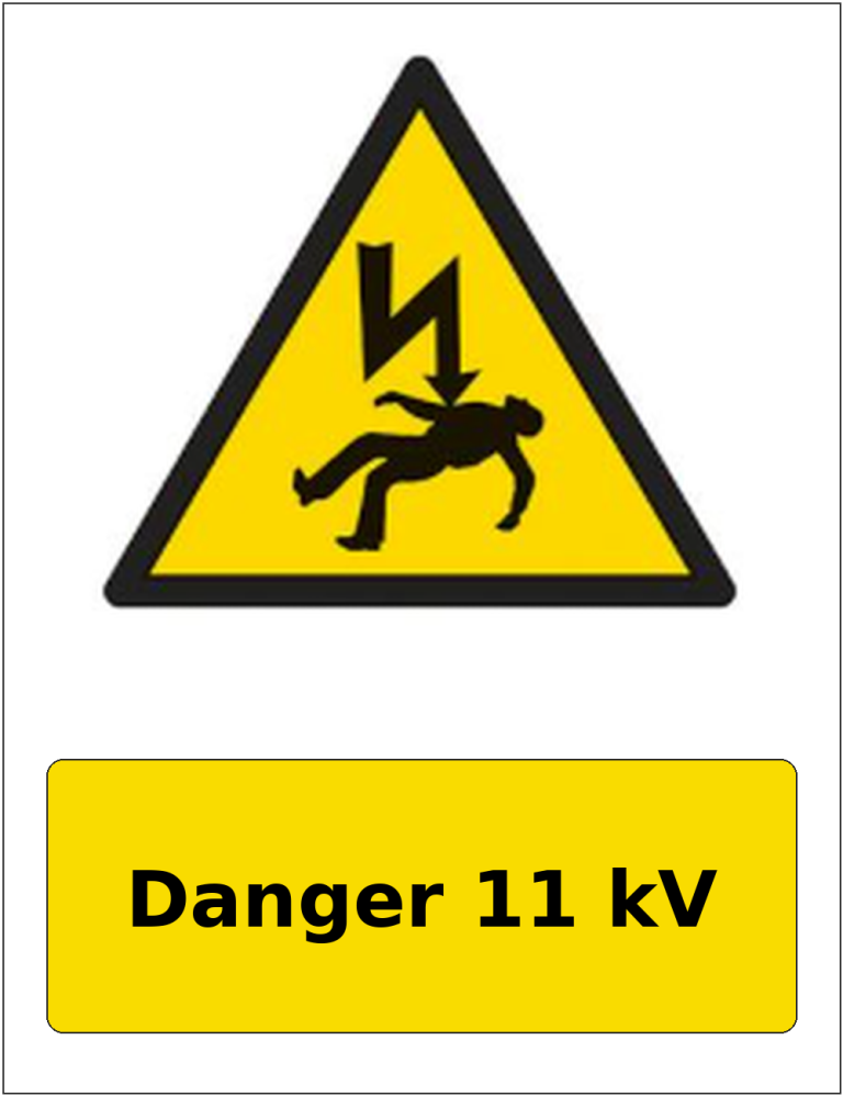 Danger 11 kV portrait electrical warning sticker