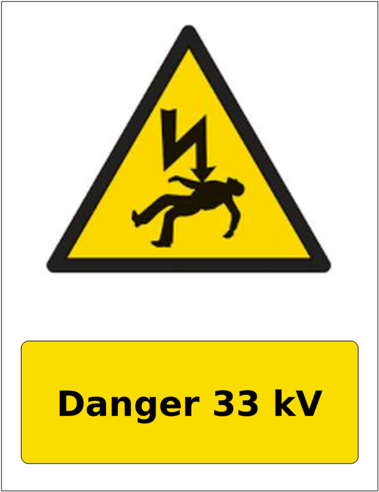 Danger 33 kV portrait electrical warning sticker