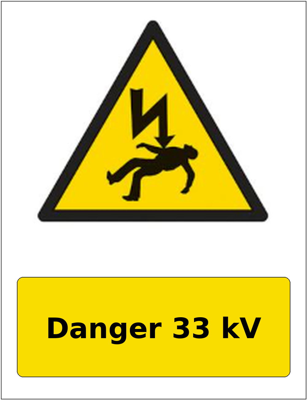 Danger 33 kV portrait electrical warning sticker