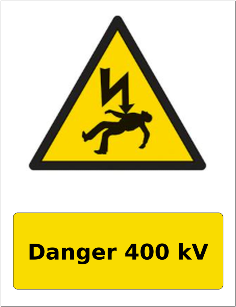 Danger 400 kV portrait electrical warning sticker