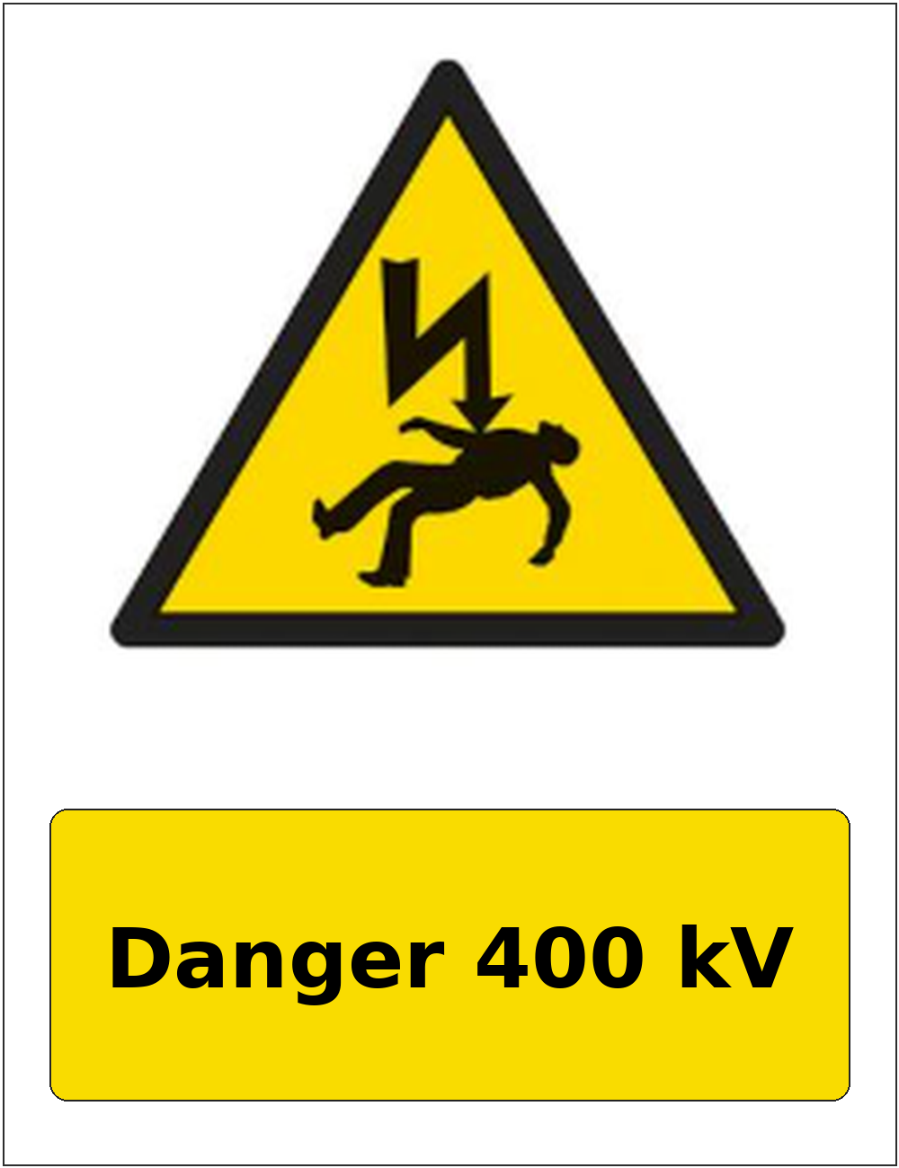 Danger 400 kV portrait electrical warning sticker