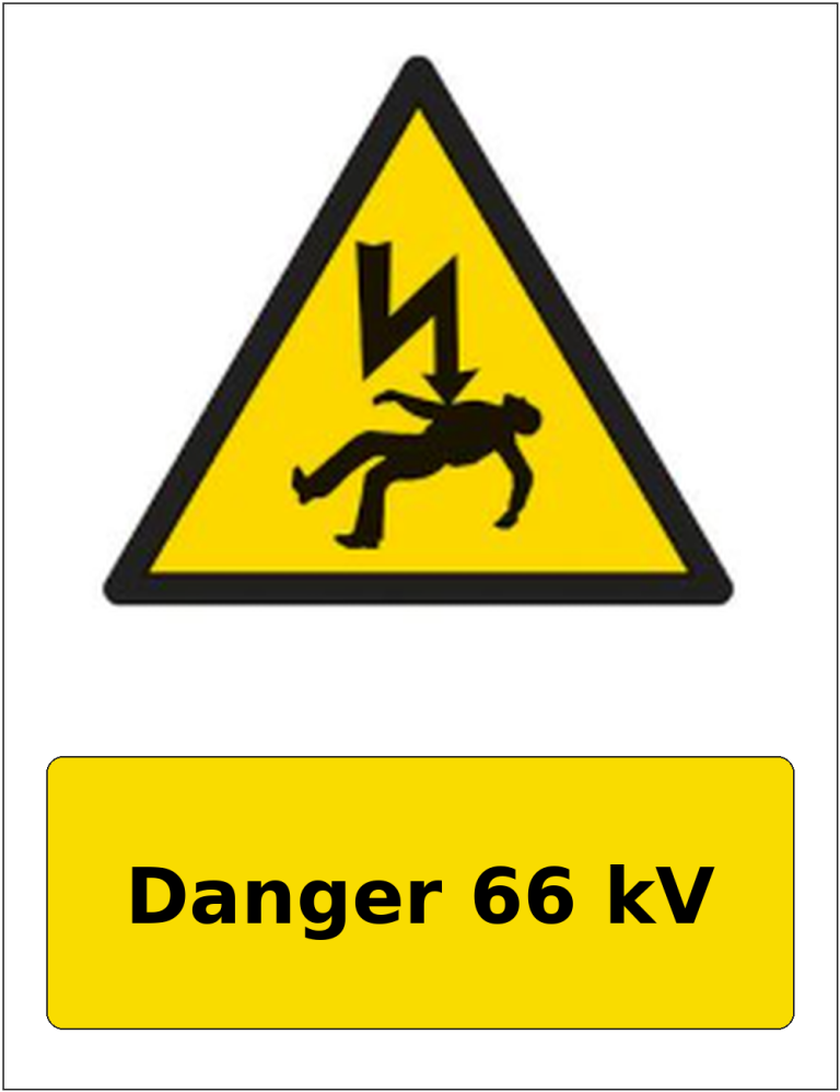 Danger 66 kV portrait electrical warning sticker