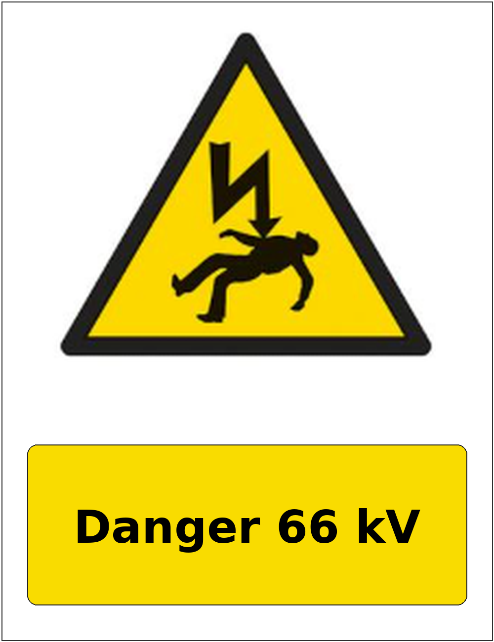 Danger 66 kV portrait electrical warning sticker