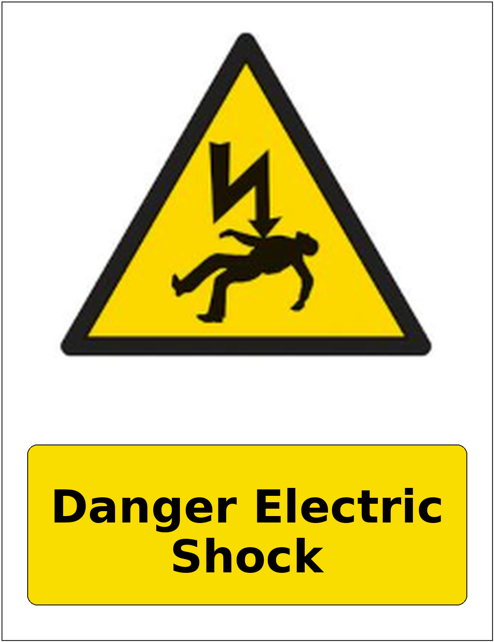 Danger Electric Shock portrait electrical warning sticker