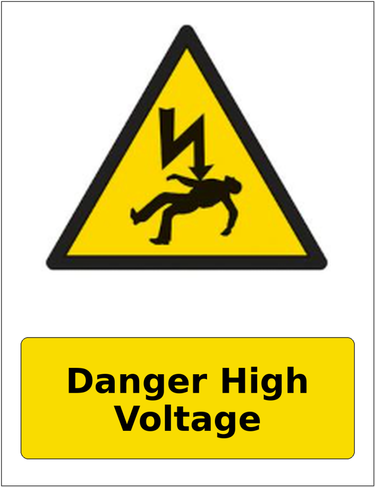 Danger High Voltage portrait electrical warning sticker