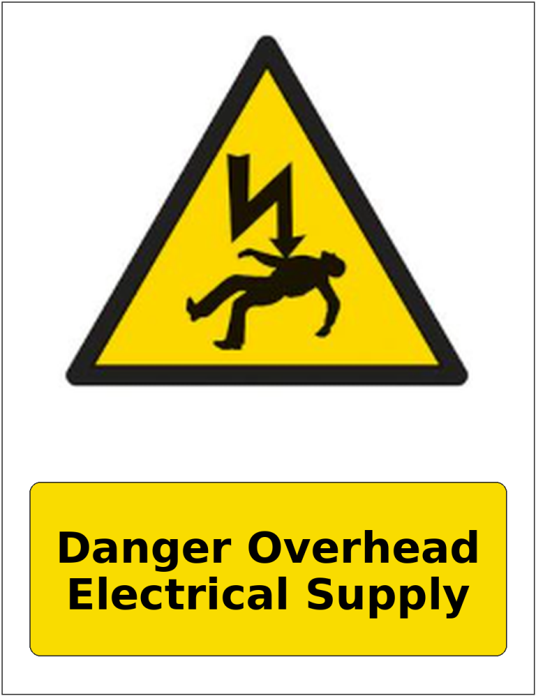 Danger Overhead Electrical Supply portrait electrical warning sticker
