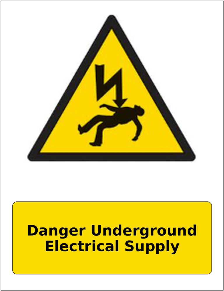 Danger Underground Electrical Supply portrait electrical warning sticker