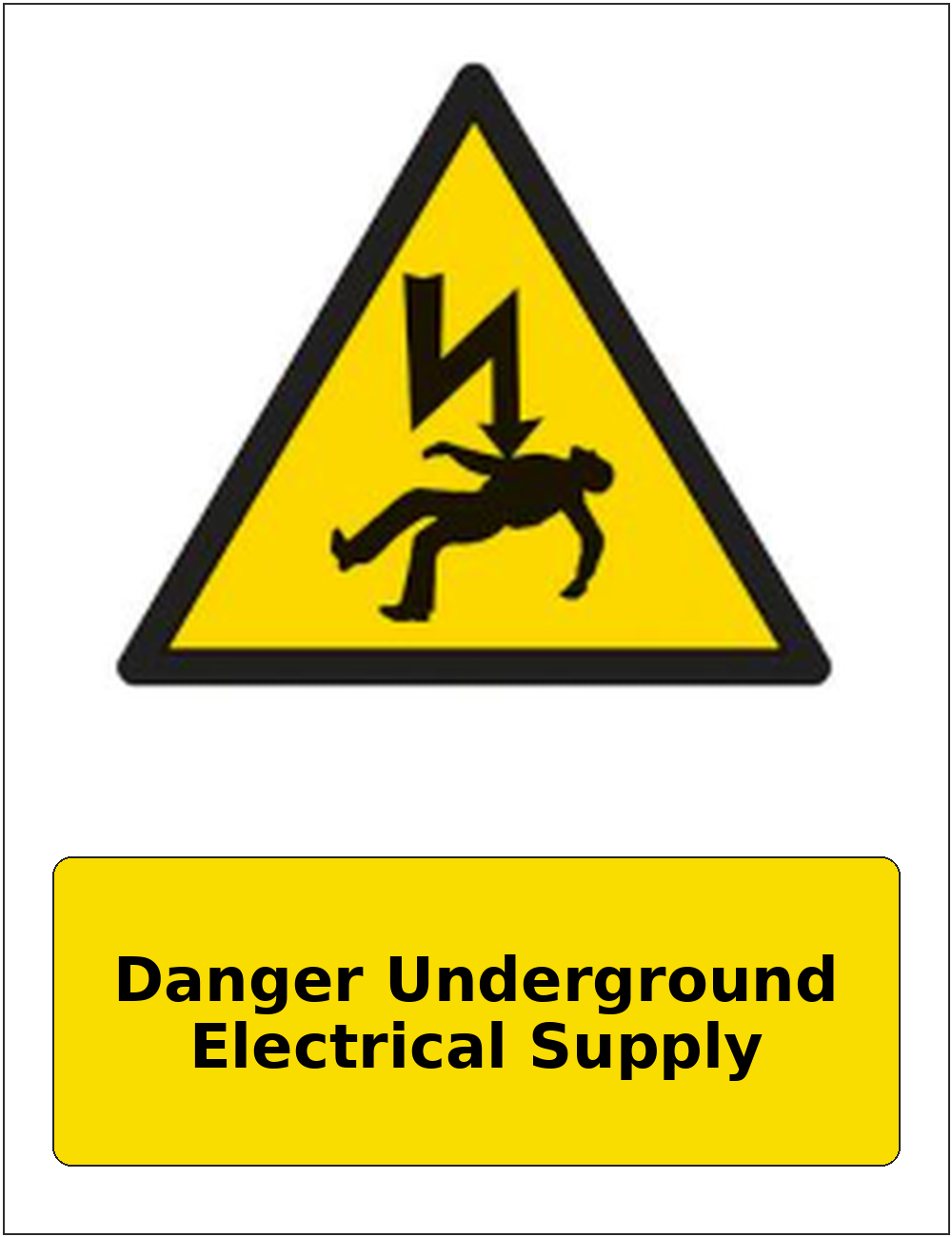 Danger Underground Electrical Supply portrait electrical warning sticker