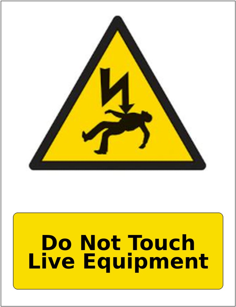 Do Not Touch Live Equipment portrait electrical warning sticker