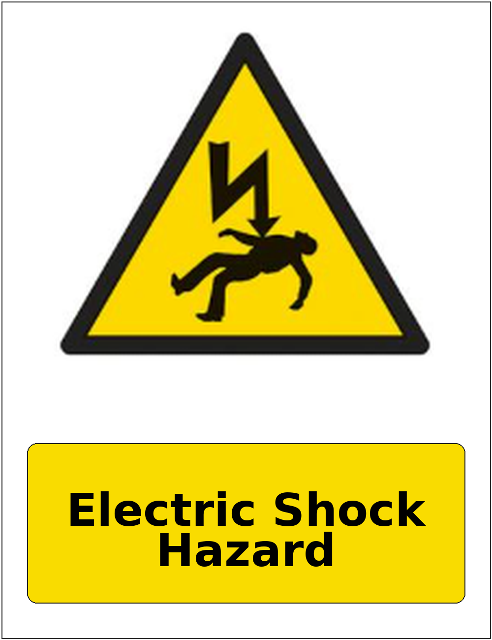 Electric Shock Hazard portrait electrical warning sticker