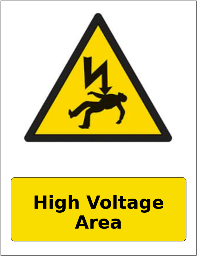 High Voltage Area portrait electrical warning sticker