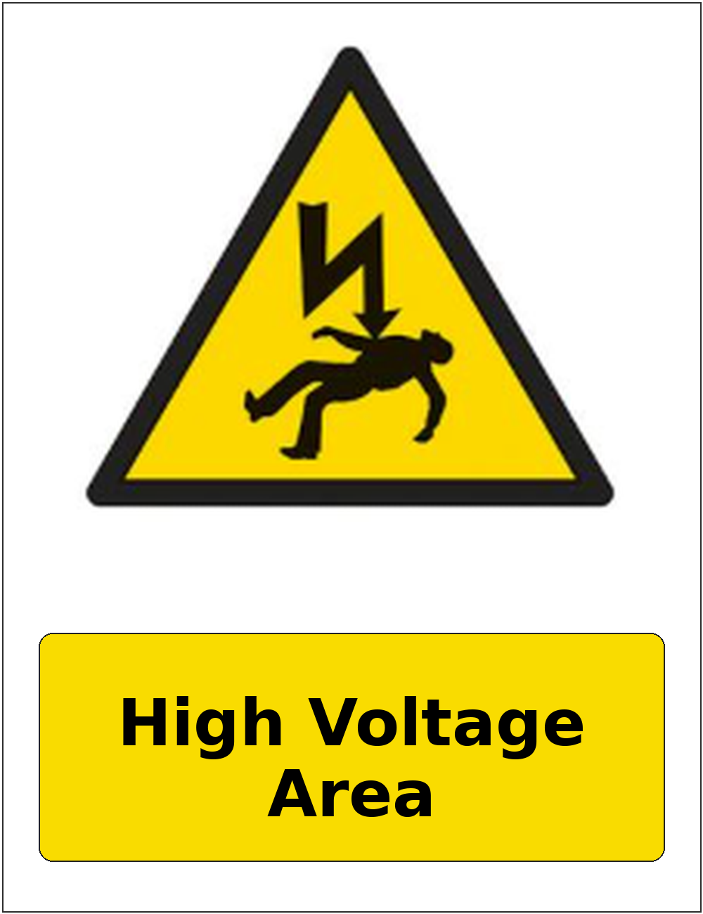 High Voltage Area portrait electrical warning sticker