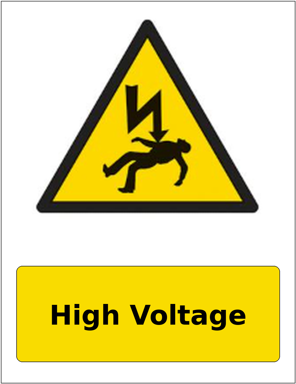 High Voltage portrait electrical warning sticker
