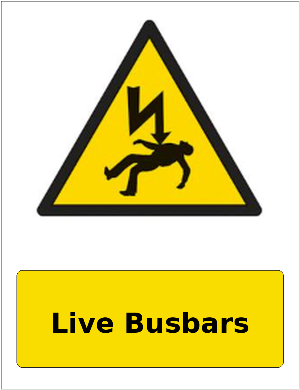 Live Busbars portrait electrical warning sticker