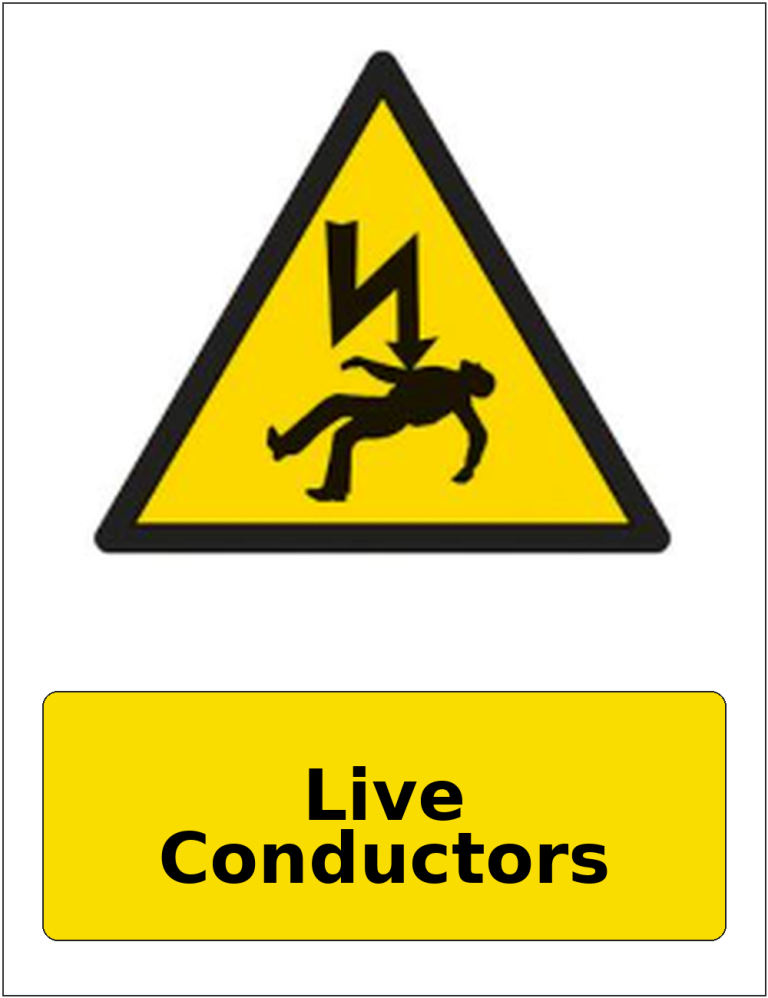 Live Conductors portrait electrical warning sticker
