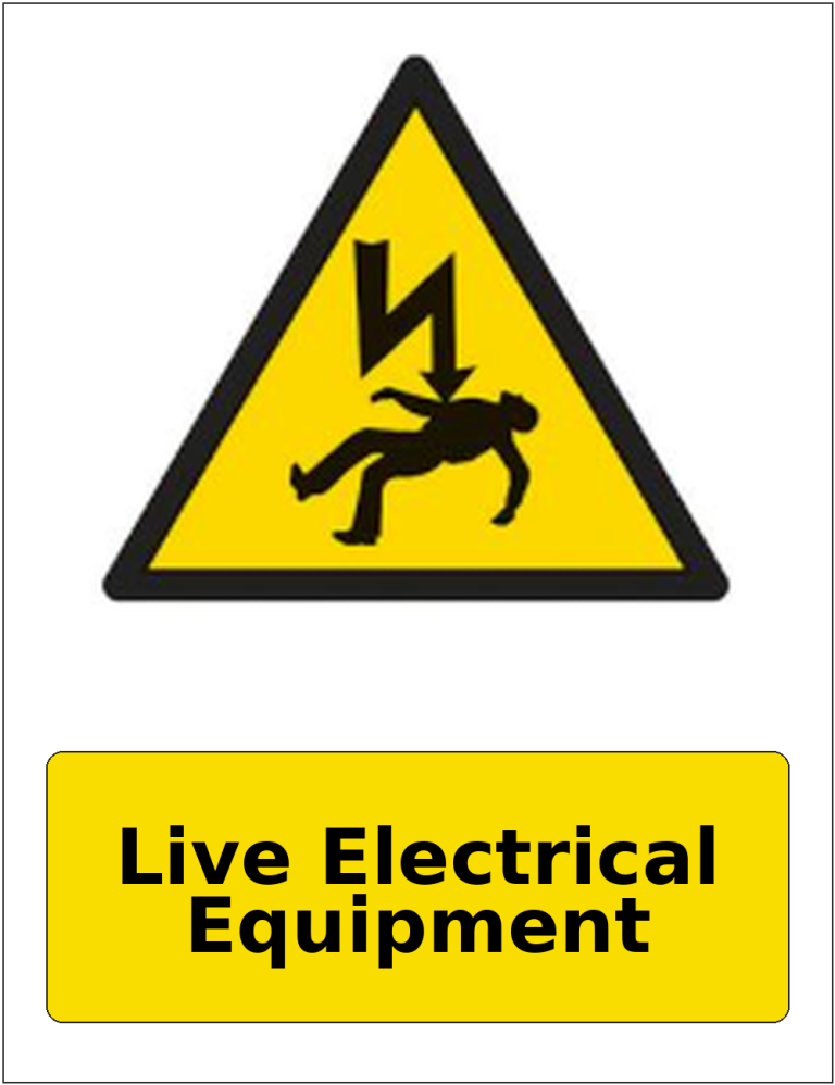 Live Electrical Equipment portrait electrical warning sticker