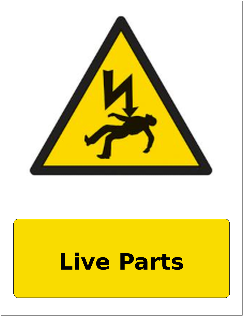 Live Parts portrait electrical warning sticker