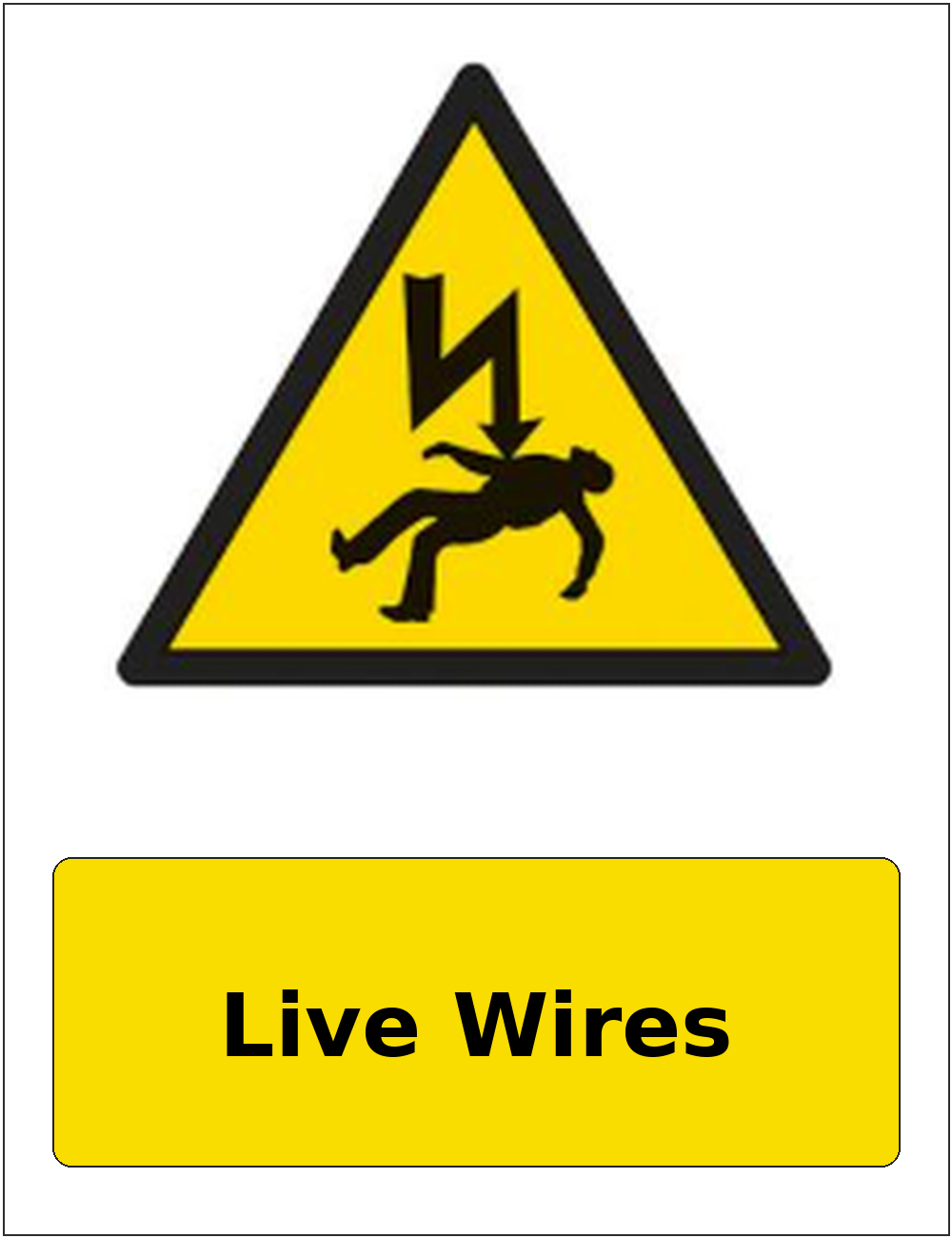 Live Wires portrait electrical warning sticker
