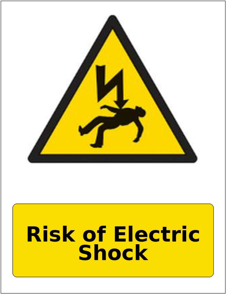 Risk of Electric Shock portrait electrical warning sticker