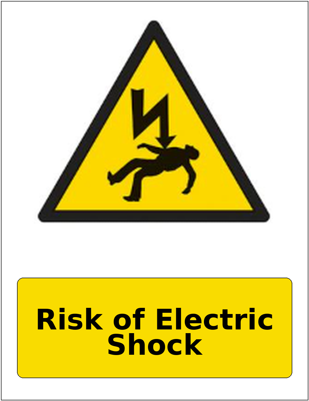 Risk of Electric Shock portrait electrical warning sticker