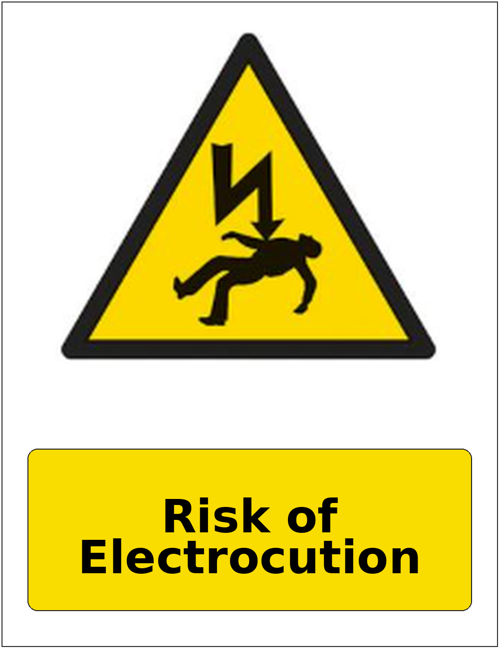 Risk of Electrocution portrait electrical warning sticker