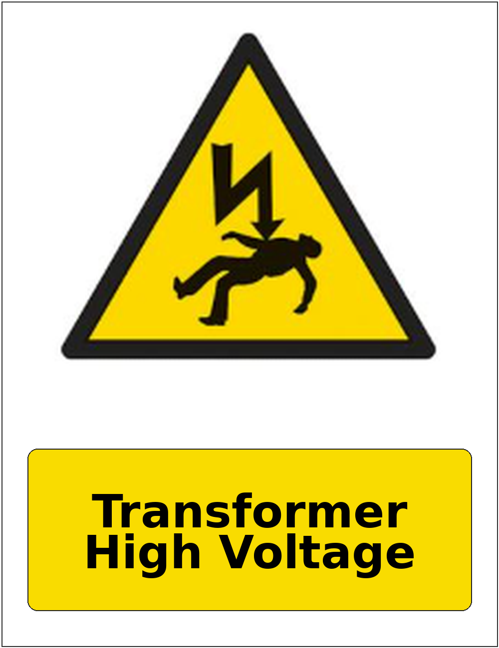 Transformer High Voltage portrait electrical warning sticker