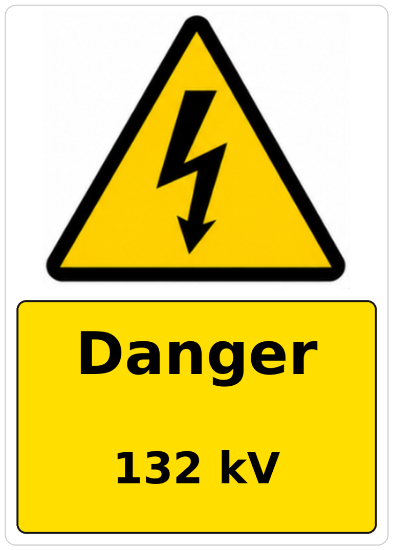 Danger 132 kV electrical warning sticker