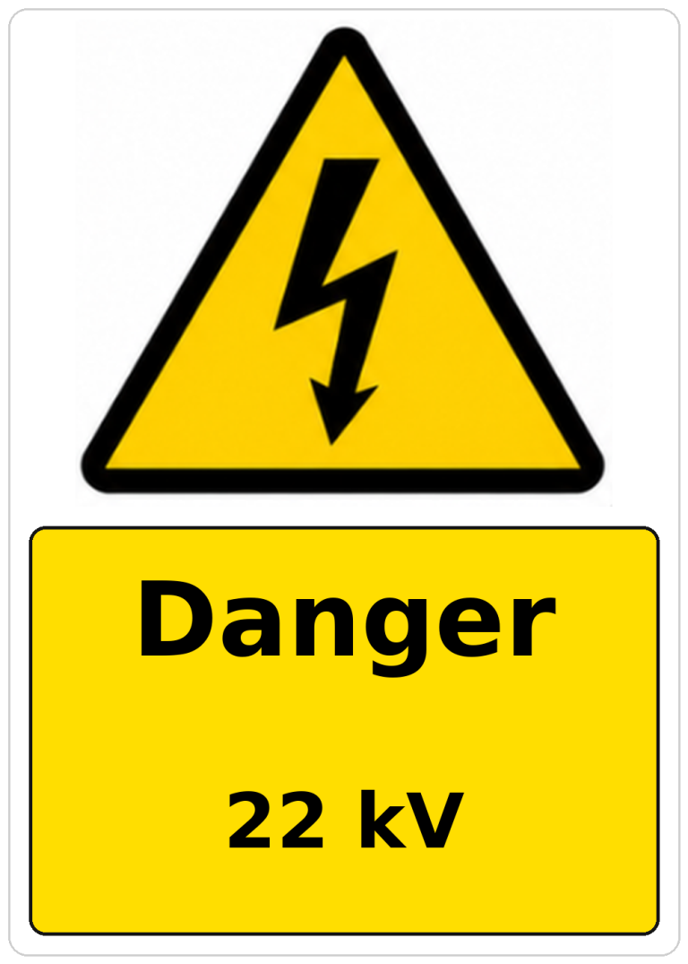 Danger 22 kV electrical warning sticker