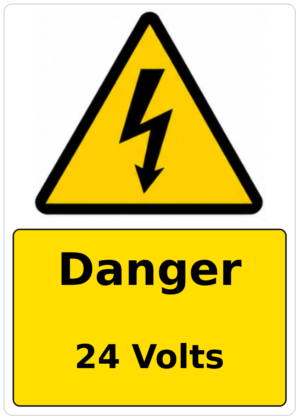Danger 24 Volts electrical warning sticker