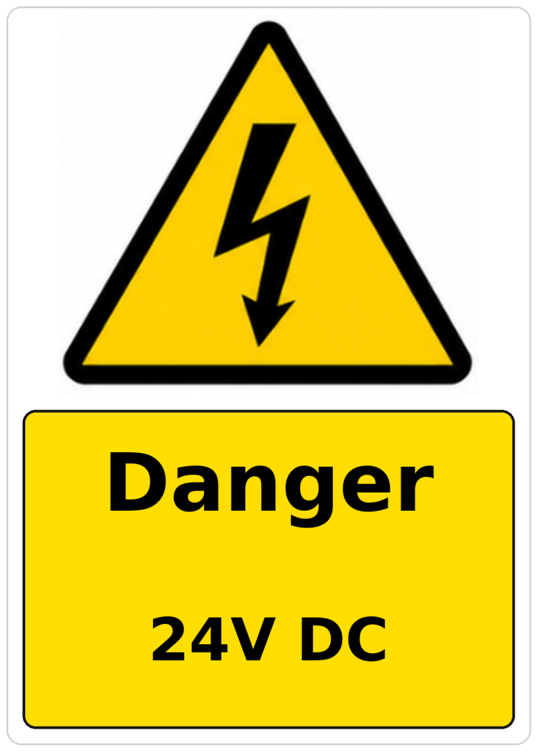 Danger 24V DC electrical warning sticker