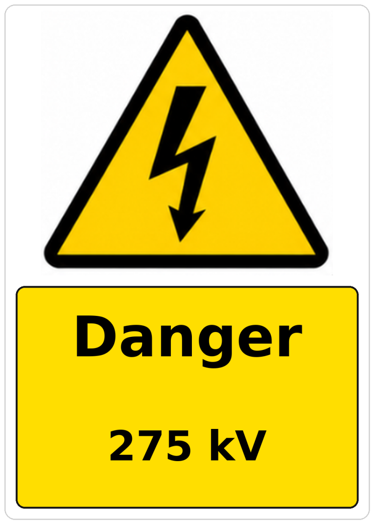 Danger 275 kV electrical warning sticker